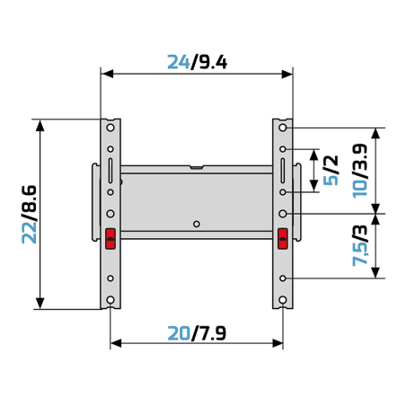 Support mural TV fixe GS S200 Plus FB CG Noir - MELICONI - MEL480930