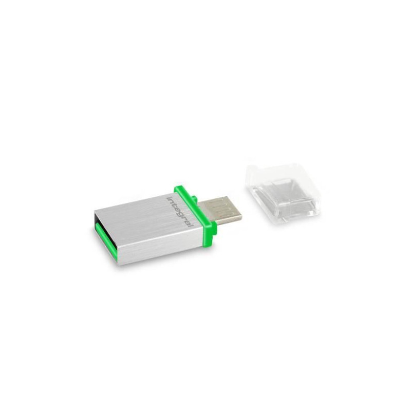 Clé USB OTG Micro Fusion 32Go Blanc/Vert - INTEGRAL - CLEMETFU32GoVERT