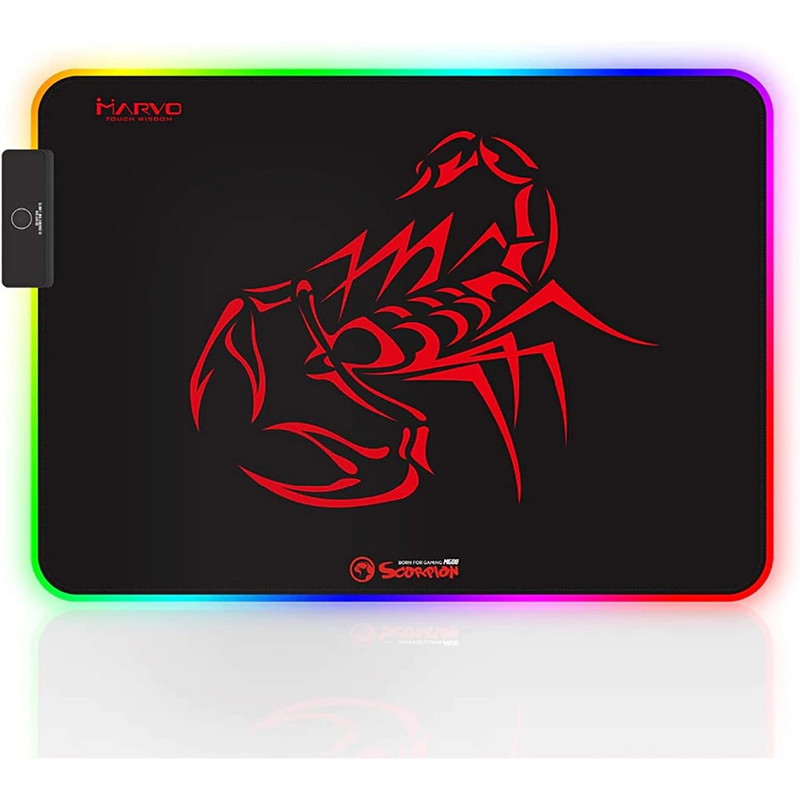 Tapis de souris gaming RGB LED 350x250mm Noir - MARVO - MA-MG08