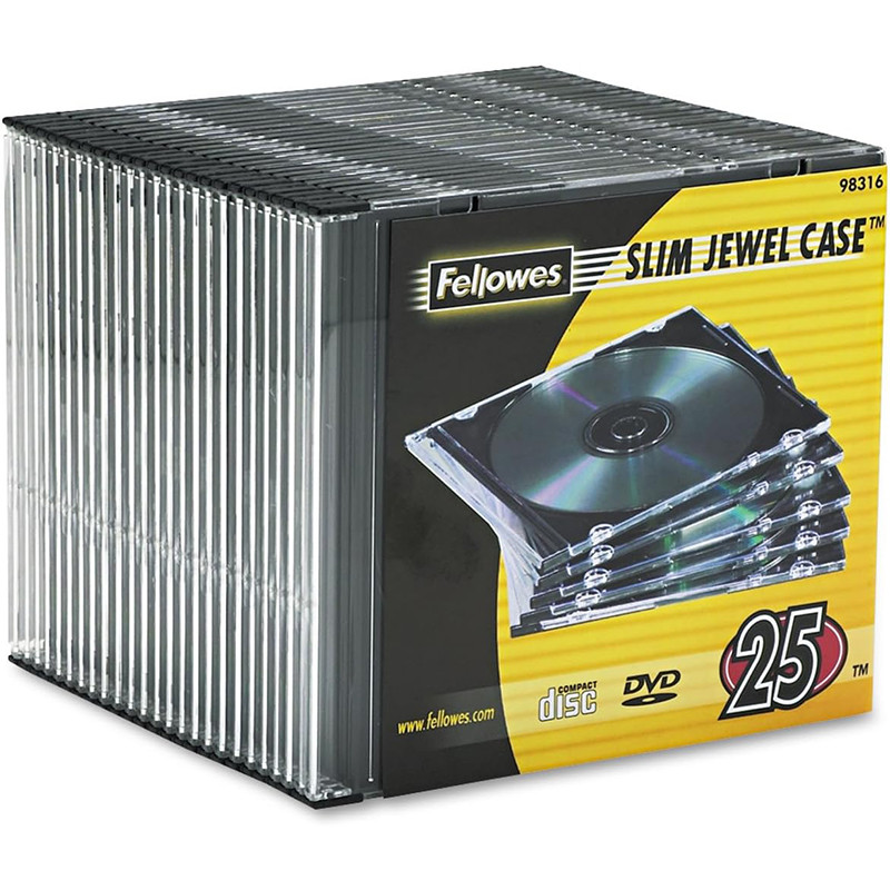 Paquet de 25 boîtiers pour CD Slimline Transparent - FELLOWES - 98316