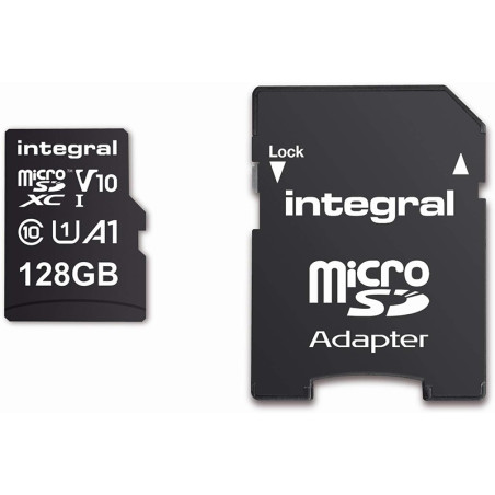 Carte mémoire microSDXC 128Go 100MB/s Classe 10 V10 Noir - INTEGRAL - MICSDINT128GoV10