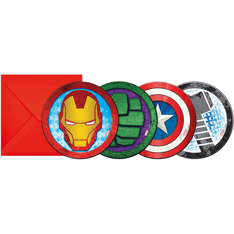 Cartes d'invitation anniversaire Avengers avec enveloppes - MARVEL - 5358