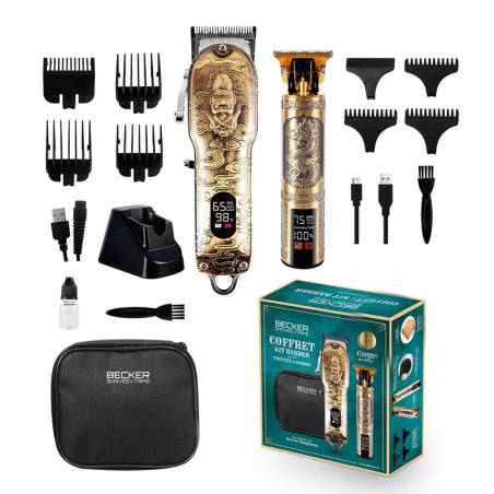 Kit de tondeuse sans fil en métal avec trousse de voyage - BECKER SHAVES & TRIMS - TWINBARBER