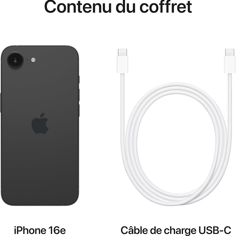 iPhone 16e 128Go Noir - APPLE - MD1Q4F/A