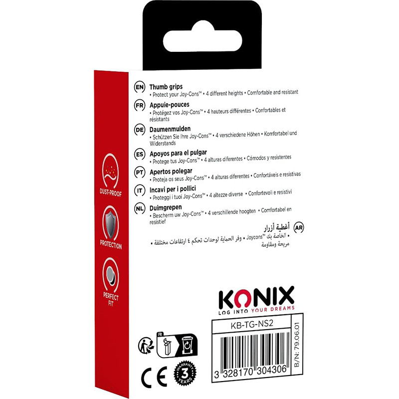 Appuie-pouces pour Nintendo Switch 2 x8 Noir - KONIX - 61889000079
