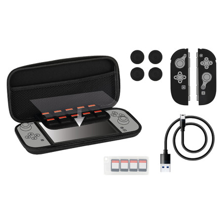 Kit Starter Nintendo Switch 2 housse + verre trempé + accessoires Noir - KONIX - 61889000095