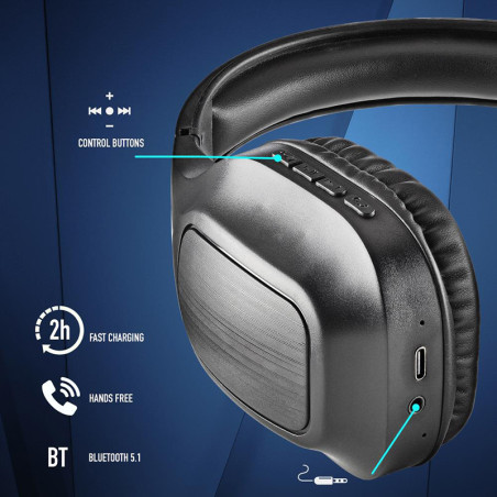 Casque Bluetooth Artica Wrath Black Noir - NGS - 69569000007