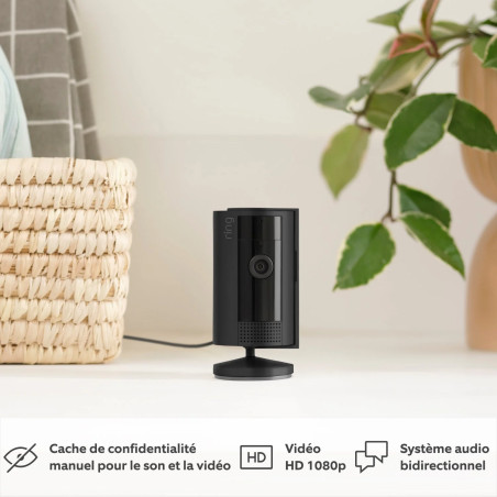 Lot de 2 caméras de surveillance intérieure  filaire 2nd génération noire - RING - RING8395735