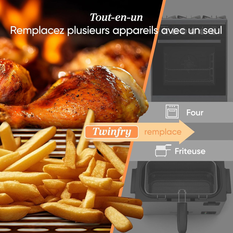 Friteuse sans huile à air chaud chaud Twinfry Dual Zone 10L  - COSORI