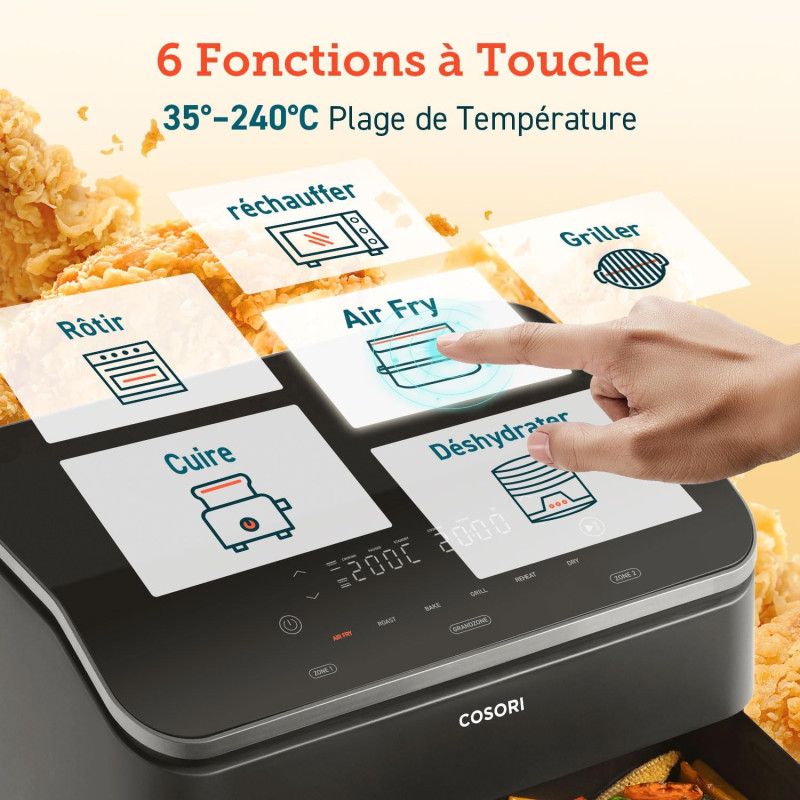 Friteuse sans huile à air chaud chaud Twinfry Dual Zone 10L  - COSORI