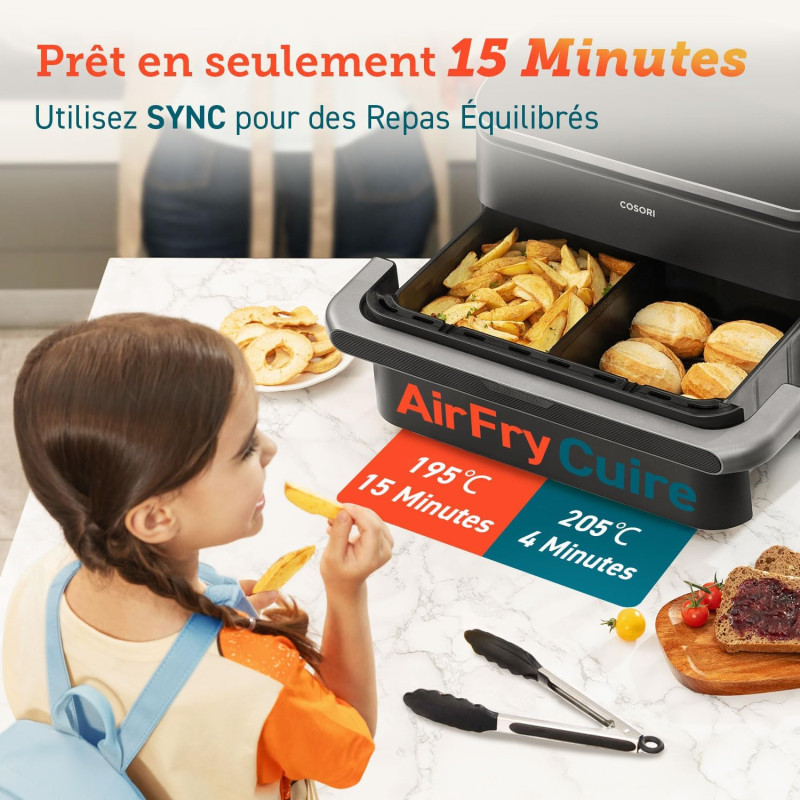 Friteuse sans huile à air chaud chaud Twinfry Dual Zone 10L  - COSORI
