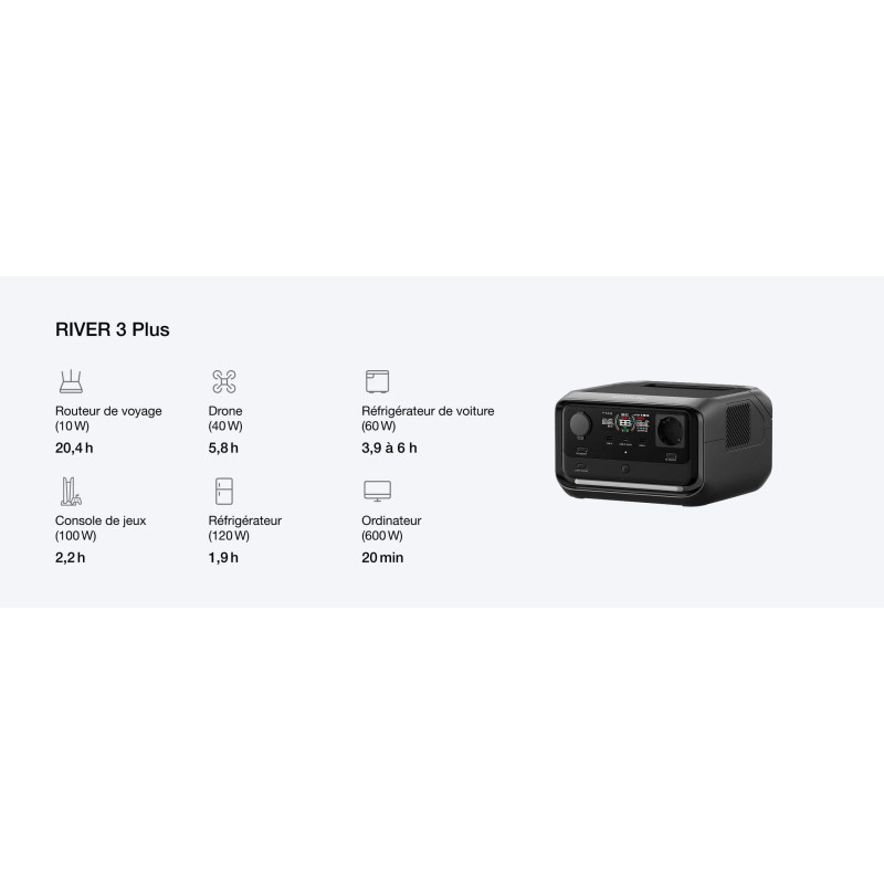 Station électrique River 3 Plus - 286Wh - ECOFLOW - 5015601018
