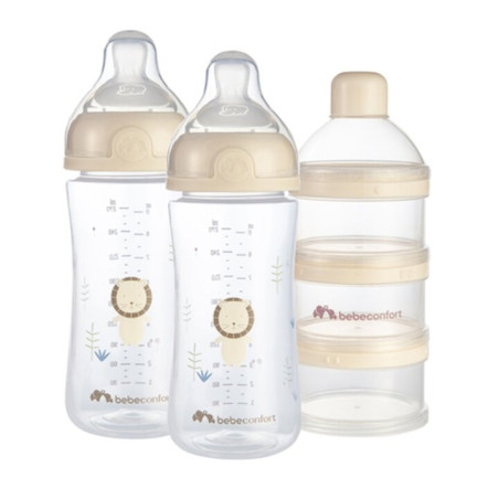Lot de 2 Biberons 270mL et Doseur de lait de voyage Beige - BEBE CONFORT - DOR-3102202360