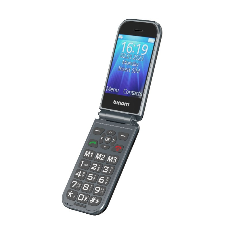 Téléphone portable à clapet Senior X3 4G noir - BINOM -
