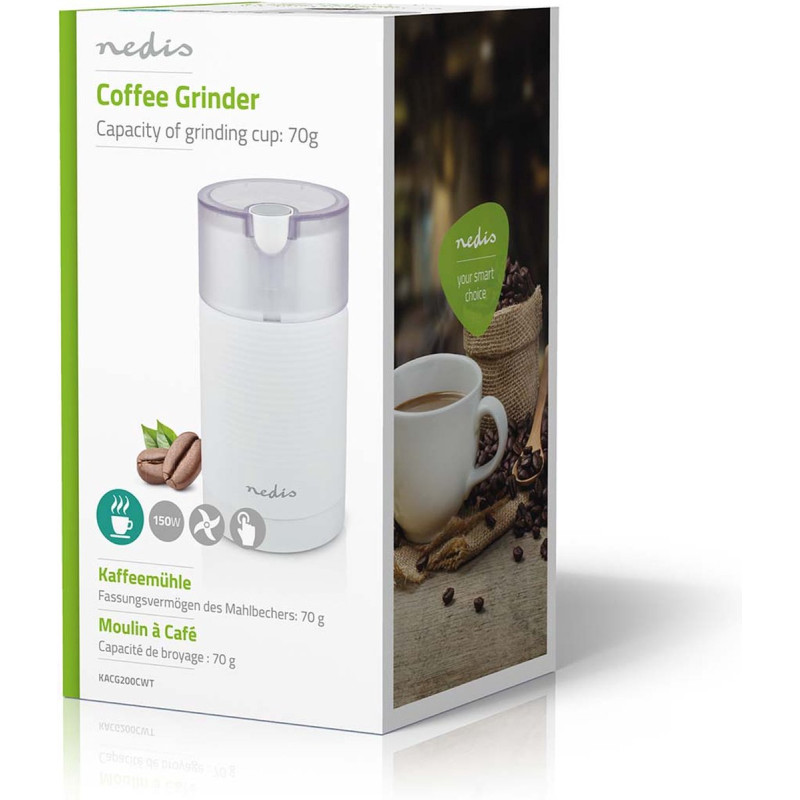 NEDIS MOULIN À CAFÉ 150W 70g BLANC