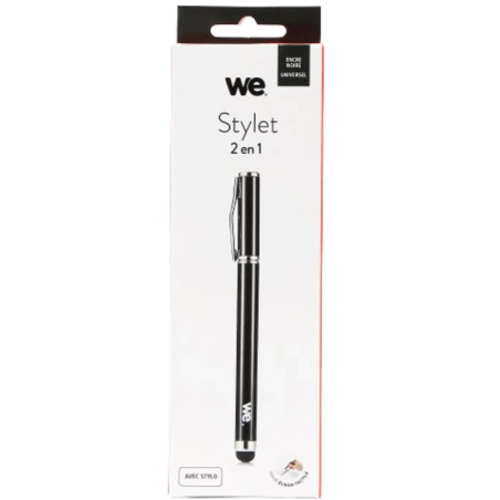 Stylet universel Stylus pour tablette pointe fine Noir - WE CONNECT - STYLET_WE_NOIR_