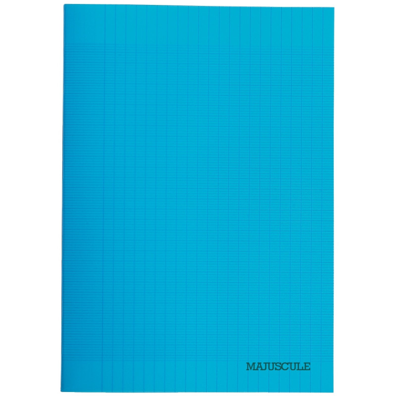 Cahier 96 pages MAJUSCULE, format A4, papier blanc 90g, seyès, couverture polypropylène bleu