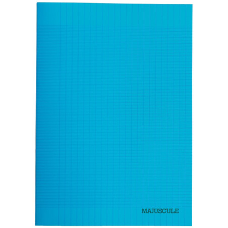 Cahier 96 pages MAJUSCULE, format A4, papier blanc 90g, seyès, couverture polypropylène bleu