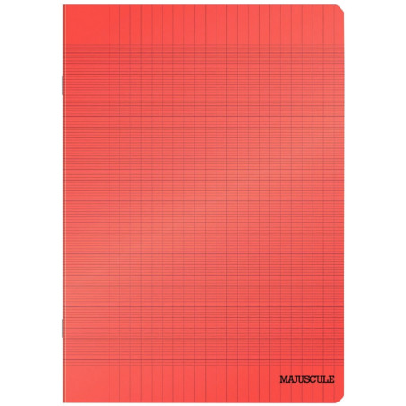 Cahier 96 pages MAJUSCULE, format A4, papier blanc 90g, seyès, couverture polypropylène rouge