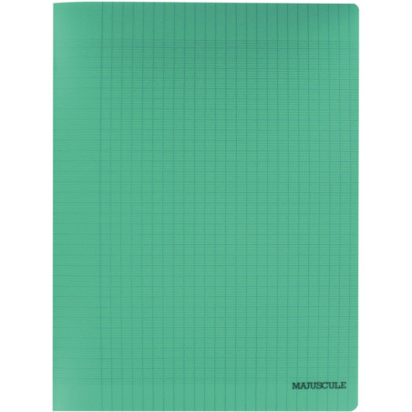 Cahier 96 pages MAJUSCULE, format 24x32 cm, papier blanc 90g, seyès, couverture polypropylène vert