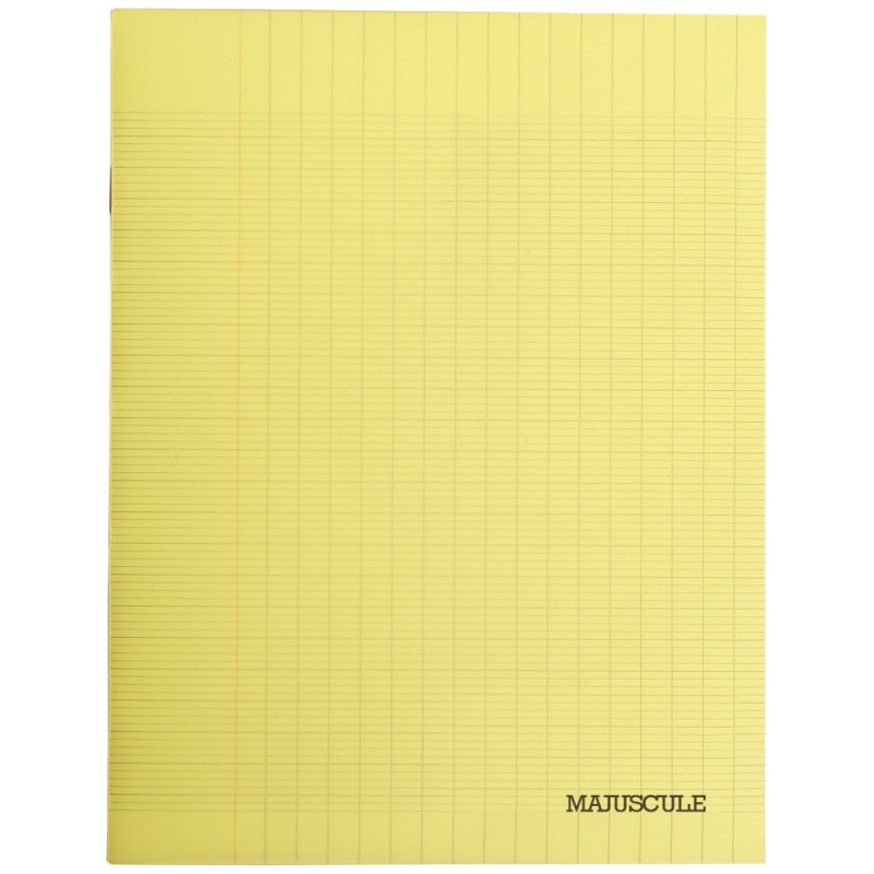 Cahier 96 pages MAJUSCULE, format 17x22 cm, papier blanc 90g, seyès, couverture polypropylène jaune