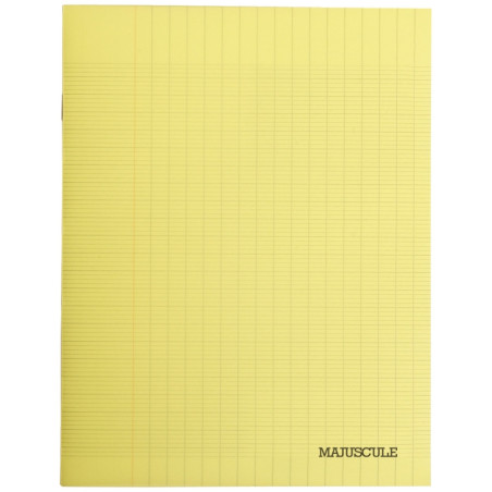 Cahier 96 pages MAJUSCULE, format 17x22 cm, papier blanc 90g, seyès, couverture polypropylène jaune