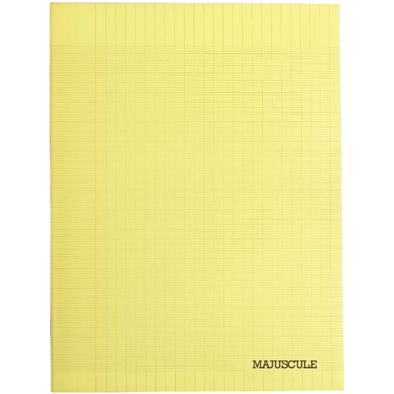 Cahier 140 pages MAJUSCULE, format 24x32 cm, papier blanc 90g, seyès, couverture polypropylène jaune