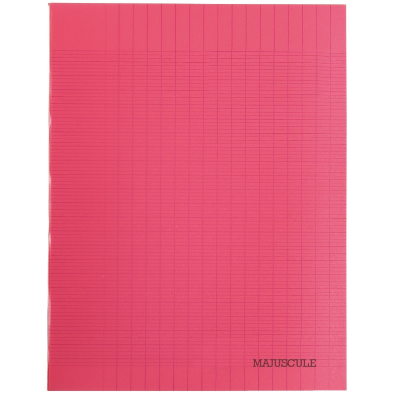 Cahier 32 pages MAJUSCULE, format 17x22 cm, papier blanc 90g, seyès, couverture polypropylène rouge