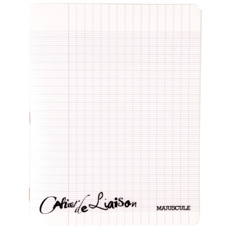 Cahier de liaison 48 pages MAJUSCULE, format 17x22 cm, seyès, couverture polypropylène incolore