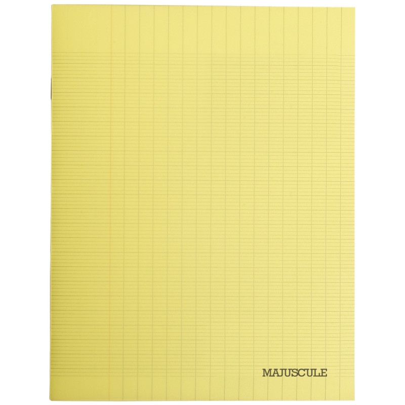Cahier 48 pages MAJUSCULE, format 17x22 cm, papier blanc 90g, seyès, couverture polypropylène jaune