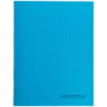 Cahier 64 pages MAJUSCULE, format 17x22 cm, papier blanc 90g, seyès, couverture polypropylène bleu