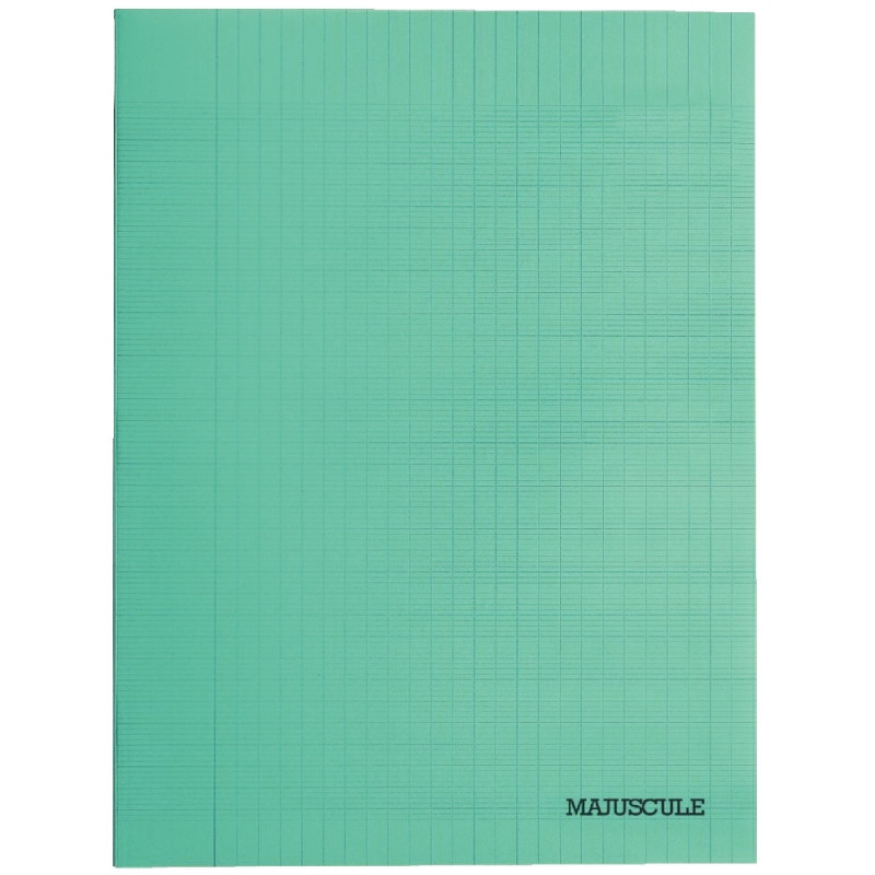 Cahier 48 pages MAJUSCULE, format A4, papier blanc 90g, seyès, couverture polypropylène vert