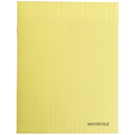Cahier 64 pages MAJUSCULE, format 17x22 cm, papier blanc 90g, seyès, couverture polypropylène jaune