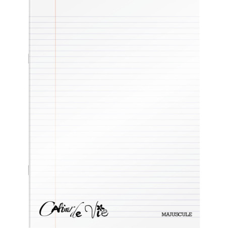 Cahier de vie 96 pages MAJUSCULE, format 24x32 cm, ligné/uni, couverture PP incolore