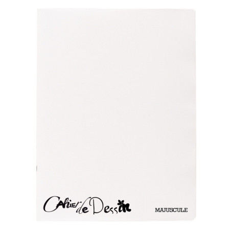 Cahier de dessin MAJUSCULE, Cahier 96 pages, format 24x32 cm, uni 120g, couverture PP incolore