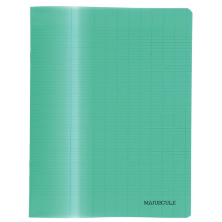 Cahier d'apprentissage MAJUSCULE 17x22 cm, Cahier 32 pages, seyès 3mm, couverture PP vert