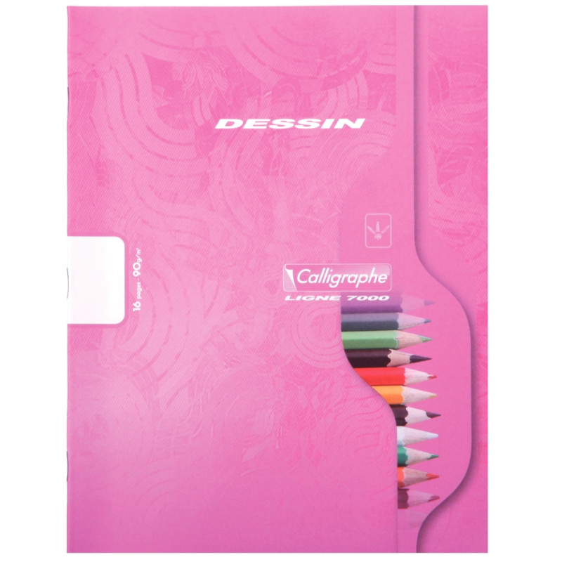 Cahier de dessin 16 pages, format 17x22 cm, quadrillé 10x10 blanc, papier 90g
