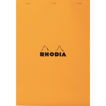 Bloc de bureau agrafé RHODIA 80 feuilles, format A4, quadrillé 5x5, papier blanc 80g