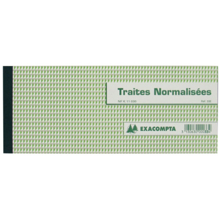 Carnet de 50 traites normalisées, format 10 x 21 cm