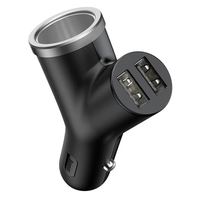 Adaptateur allume-cigare 2 ports USB 4,8A Métal Noir - BASEUS - BAS280250