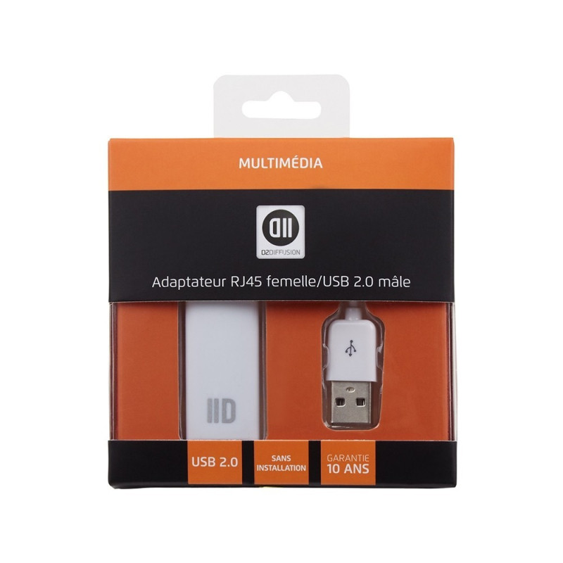 Carte Réseau D2 Diffusion USB 2.0 vers RJ45 - D2 DIFFUSION - ID2ADPUSB2RJ45 D2