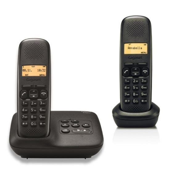 Téléphone fixe sans fil avec répondeur duo -Blanc GIGASET : les 2 téléphones  fixes à Prix Carrefour