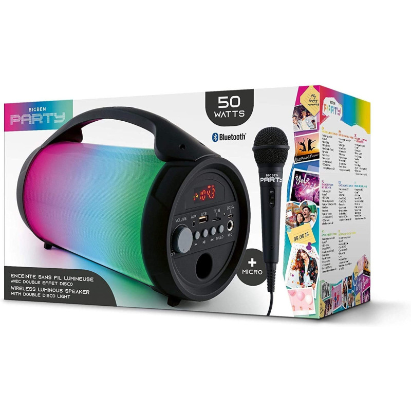 Enceinte bluetooth lumineux Party Lite noire - BIGBEN - PARTYBTLITE