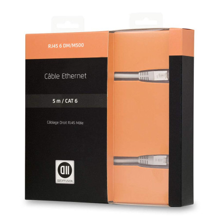 Câble  droit male 5m CAT 6 - D2 DIFFUSION - ID2RJ45D500