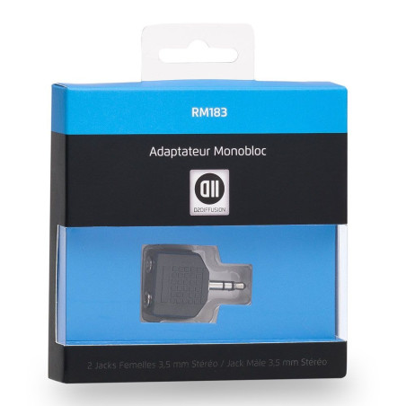 Adaptateur audio  jack 3.5mm Mâle vers 2 jack 3.5mm Femelle Noir - D2 DIFFUSION - ADA_D2JK2F1M