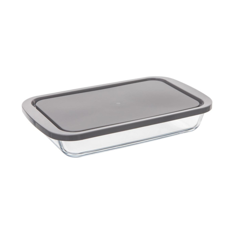 PLAT RECTANGURAILE VERRE+COUVERCLE 29 x 18 CM