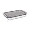 PLAT RECTANGURAILE VERRE+COUVERCLE 29 x 18 CM