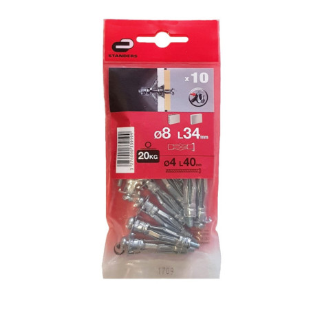 Lot de 10 chevilles à expansion STANDERS. diam.8 x L.34 mm
