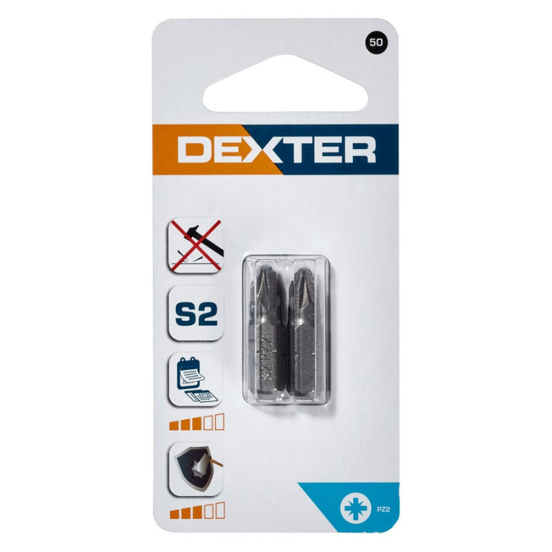Lot De 2 Embouts De Vissage Dexter Pz2 25 Mm