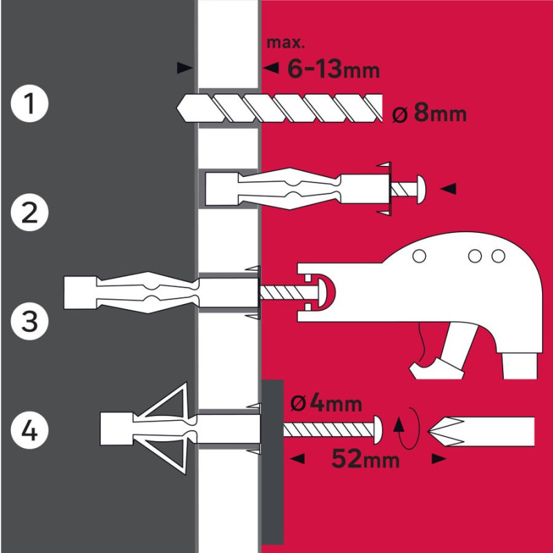 Lot de 10 chevilles à expansion. STANDERS. diam.8 x L.46 mm
